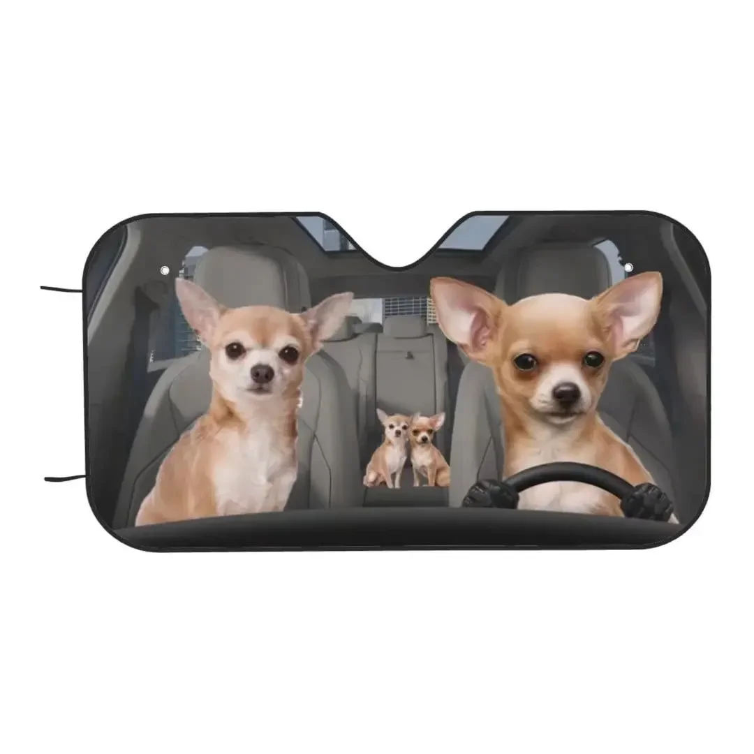 تشيهواهوا سائق السيارات الزجاج الأمامي المظلات سيارة الشمس ظلال طوي الكلب نافذة السيارة الأمامية ظلة الأشعة فوق البنفسجية حماية قناع لسيارة سيدان