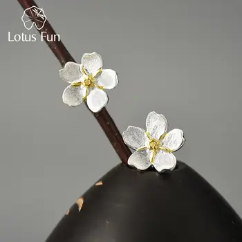 Lotus Fun 純925銀勿忘我花朵耳釘,女士高品質精美珠寶,2024年潮流款 12 最佳銷售 蓮花樂趣 - №1