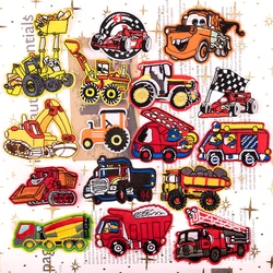 Cartoon Engineering Cars Iron Patches Clothes Embroidery Sewing Excavator Patches For Kids DIY Badges Car Keychain DIY Decorate