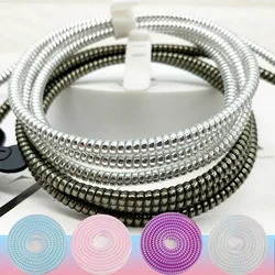 1.6m/Roll Laser Color Style Data Cable Winder Wire Cord Protectors Spring Wrap Cable Organizer for Usb Earphone Wire Protection