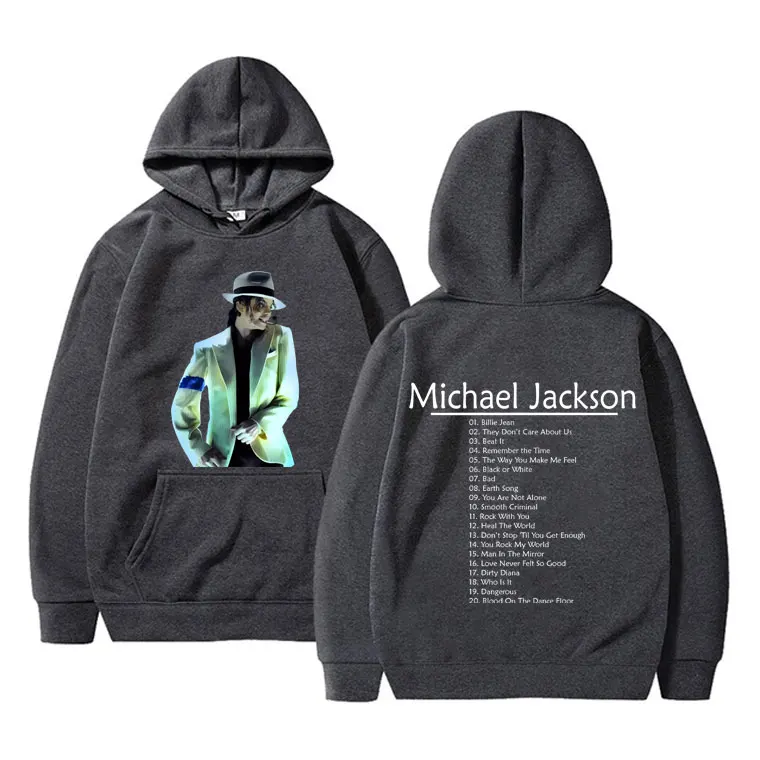 Vintage Michael Jackson Double Sided Print Hoodie Men Women Hip Hop Punk Rock Sweatshirt Men's Fleece Casual Oversized Hoodies - Image 2