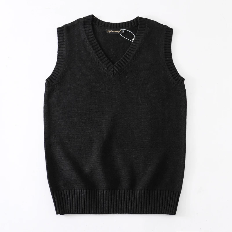 새로운 여성용 피부 친화적인 편안한 단색 조끼 가을/겨울 영국 여학생 스타일 JK 유니폼 브이넥 민소매 니트 탑