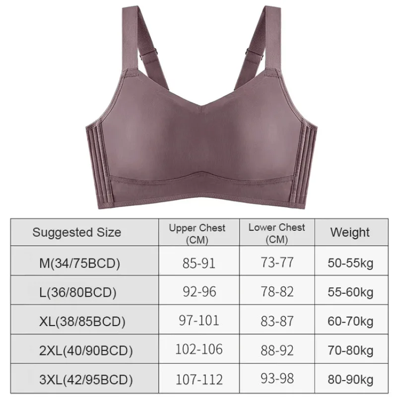 Veimia-ropa interior sin marcas para mujer, sujetador grande brillante y fino, de talla grande, para recoger pechos laterales, antiflacidez