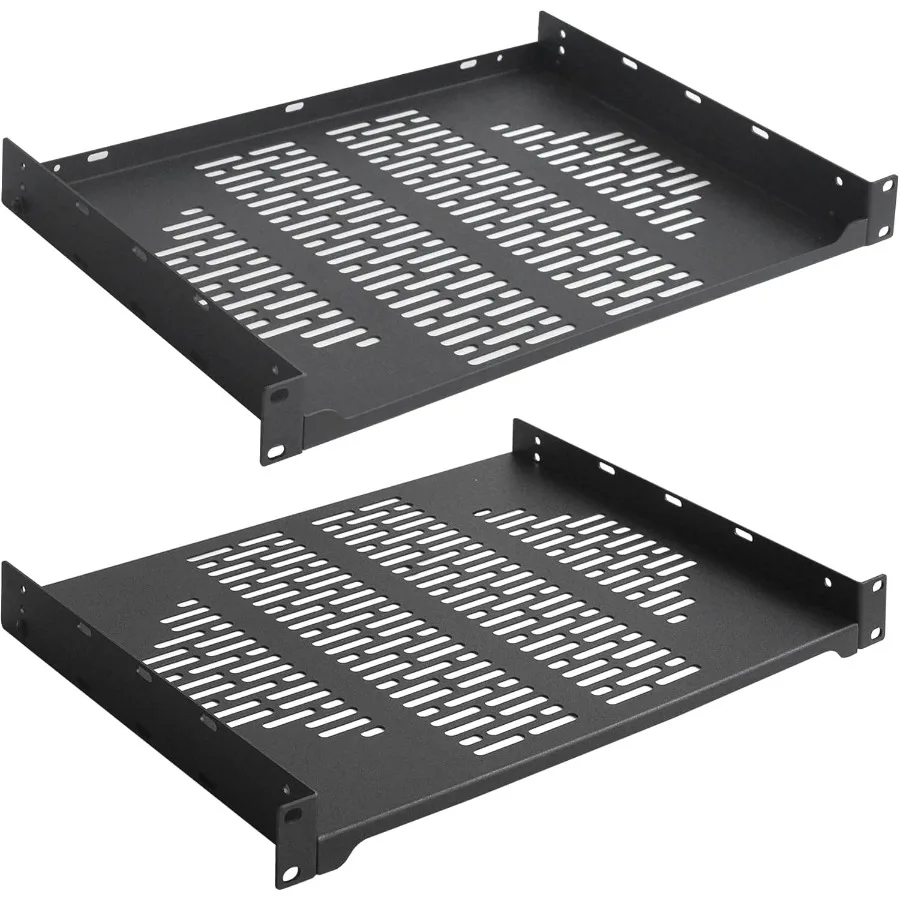 

RIV 2 PCS 12 Rack Shelves for 19 inches Network Rack Cabinets 1U Rack Mount Shelf Vented Cantilever Tray for Server IT Sound Eq