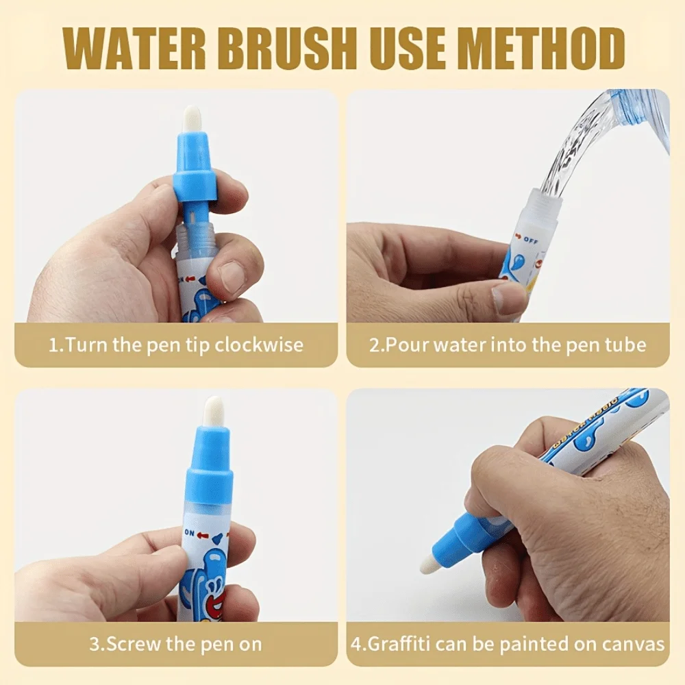 Waterschilderspeelgoed voor kinderen, magisch waterschilderboek, herbruikbare tekening, helder water schilderdoek, dekenrol