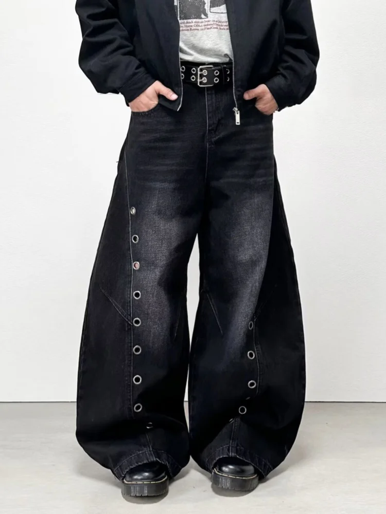 

2025 г., американские ретро стильные черные мешковатые джинсы Y2K, брюки для мужчин, одежда, хлопковые свободные длинные брюки с широкими штанинами Moda Hombre