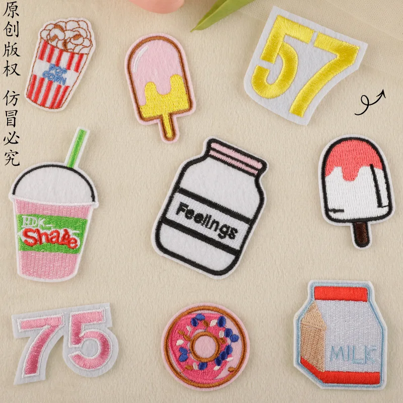 Luggage Accessories Clothing Accessories Beverages Ice Cream Embroidery Iron On Patch Repair Patches