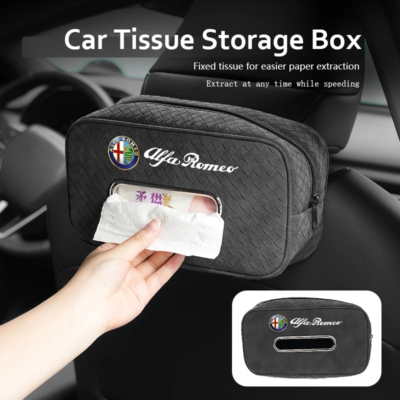 

2026 горячая наклейка на центральную консоль автомобиля, подлокотник, коробка для салфеток, подвесная защитная сумка для хранения бумажных полотенец для Alfa Romeo Giulia 147 Mito