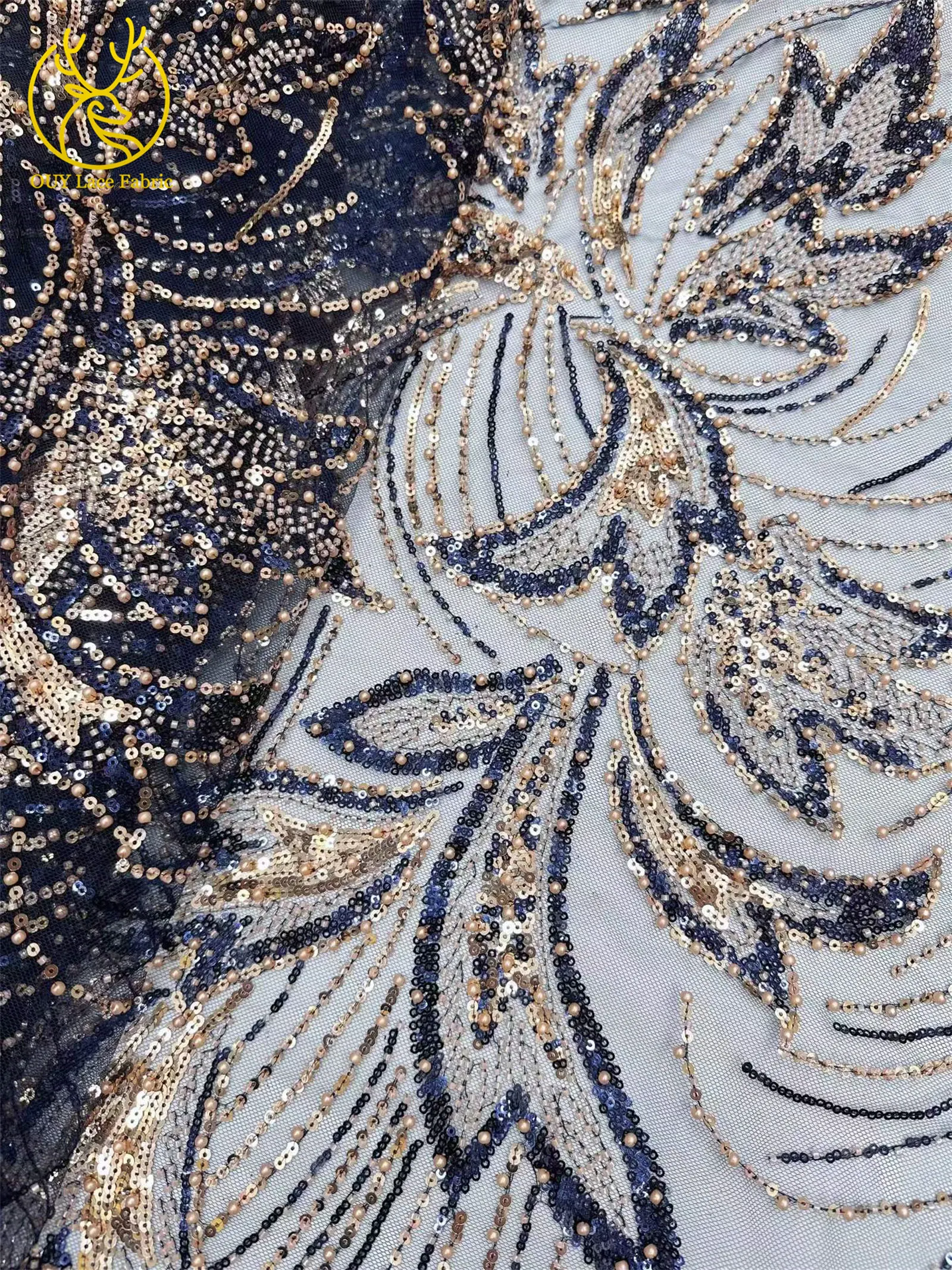 Tela de encaje con cuentas nigerianas al por mayor, tela de encaje de malla con lentejuelas africanas francesas de moda 2026 para costura de vestidos de fiesta nupcial, 5 yardas