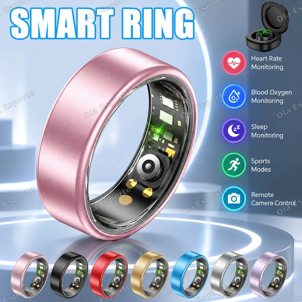 2027 Smart Ring Heart Rate Blood Pressure Sleep Monitoring Motion Tracking IP68 Waterproof Men Women Smart Ring Holiday Gift R12