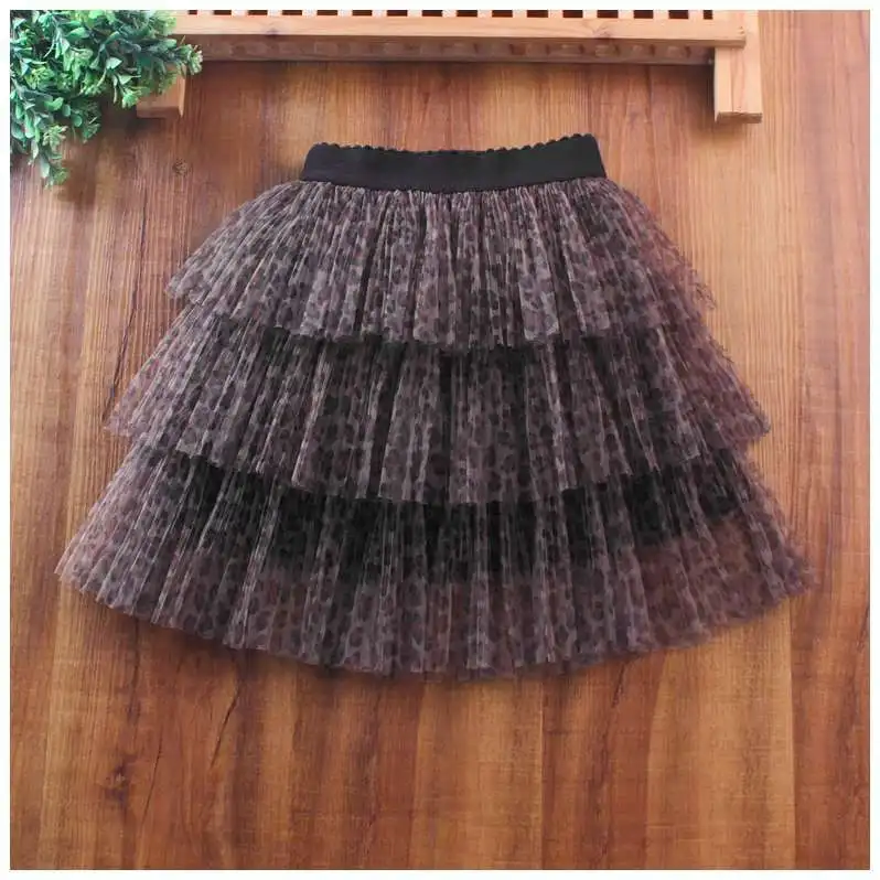 2024 new summer mesh Girls Kids Leopard print mini tutu skirt comfortable cute baby Clothes Children Clothing