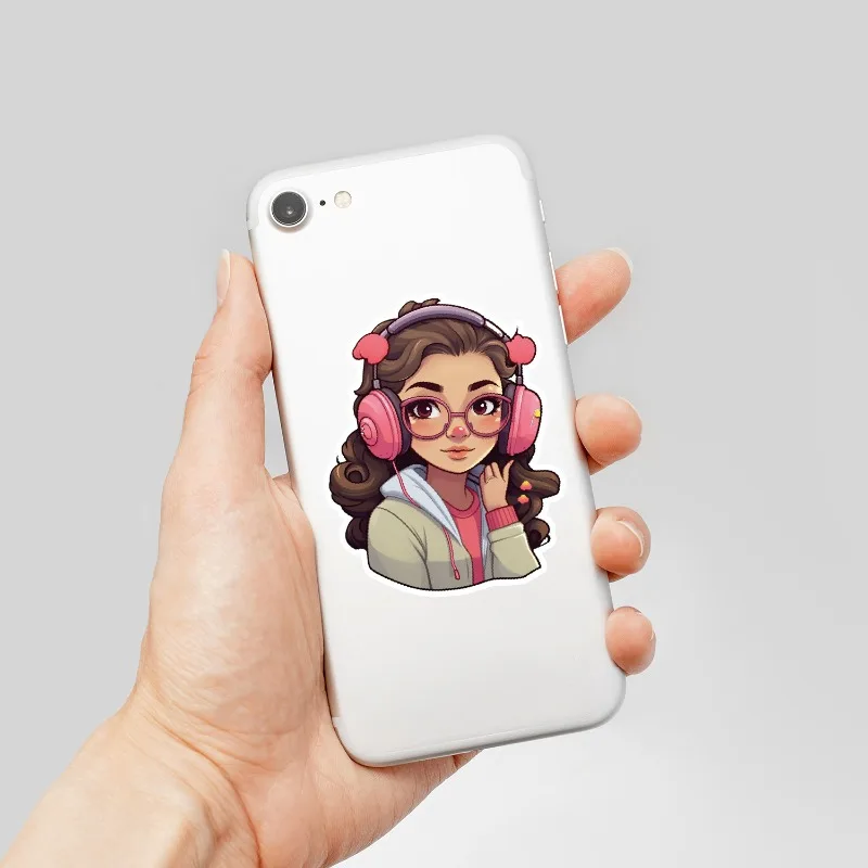 50 Uds. De auriculares bonitos con personalidad de dibujos animados, pegatinas decorativas de grafiti creativas