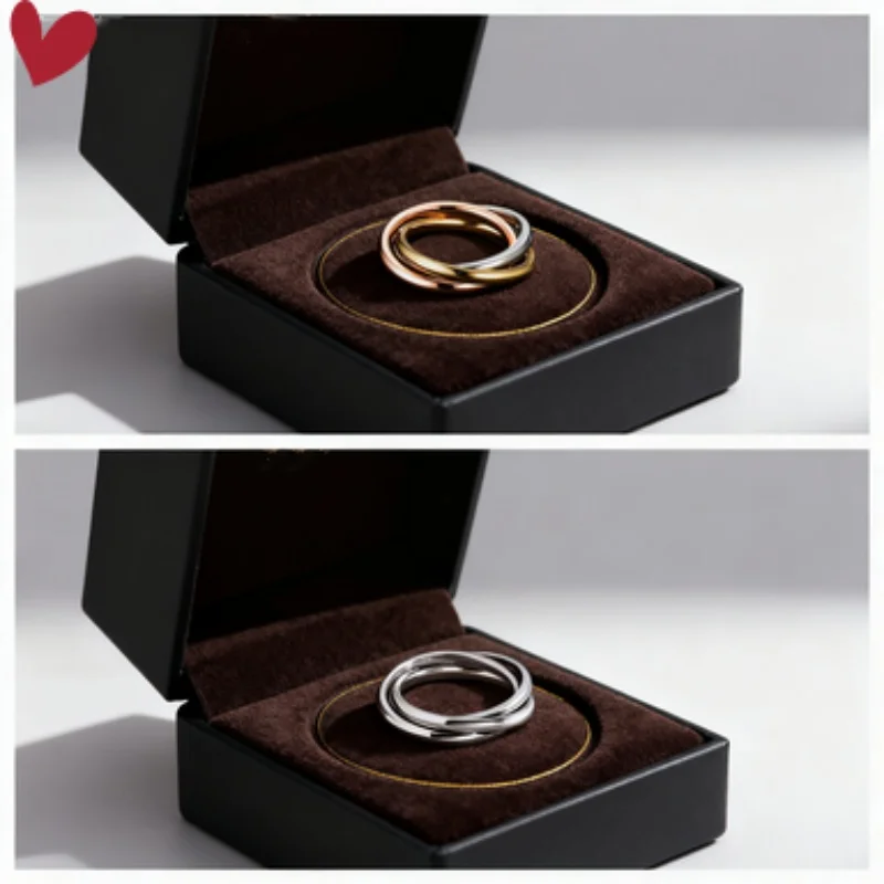 

2025 Hot Selling Stainless Steel Fashion Classic Style Three Ring Interlocking Ring For Women Men Jewelry Gifts Size 5-11