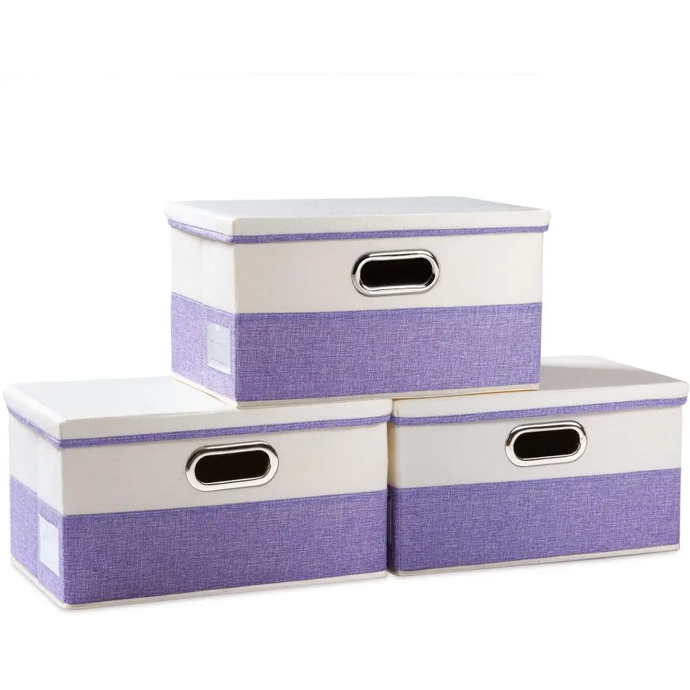 

Складной контейнер для хранения с крышкой [набор из 3 шт.] – тканевый складной органайзер-корзина-куб с крышкой для дома и спальни