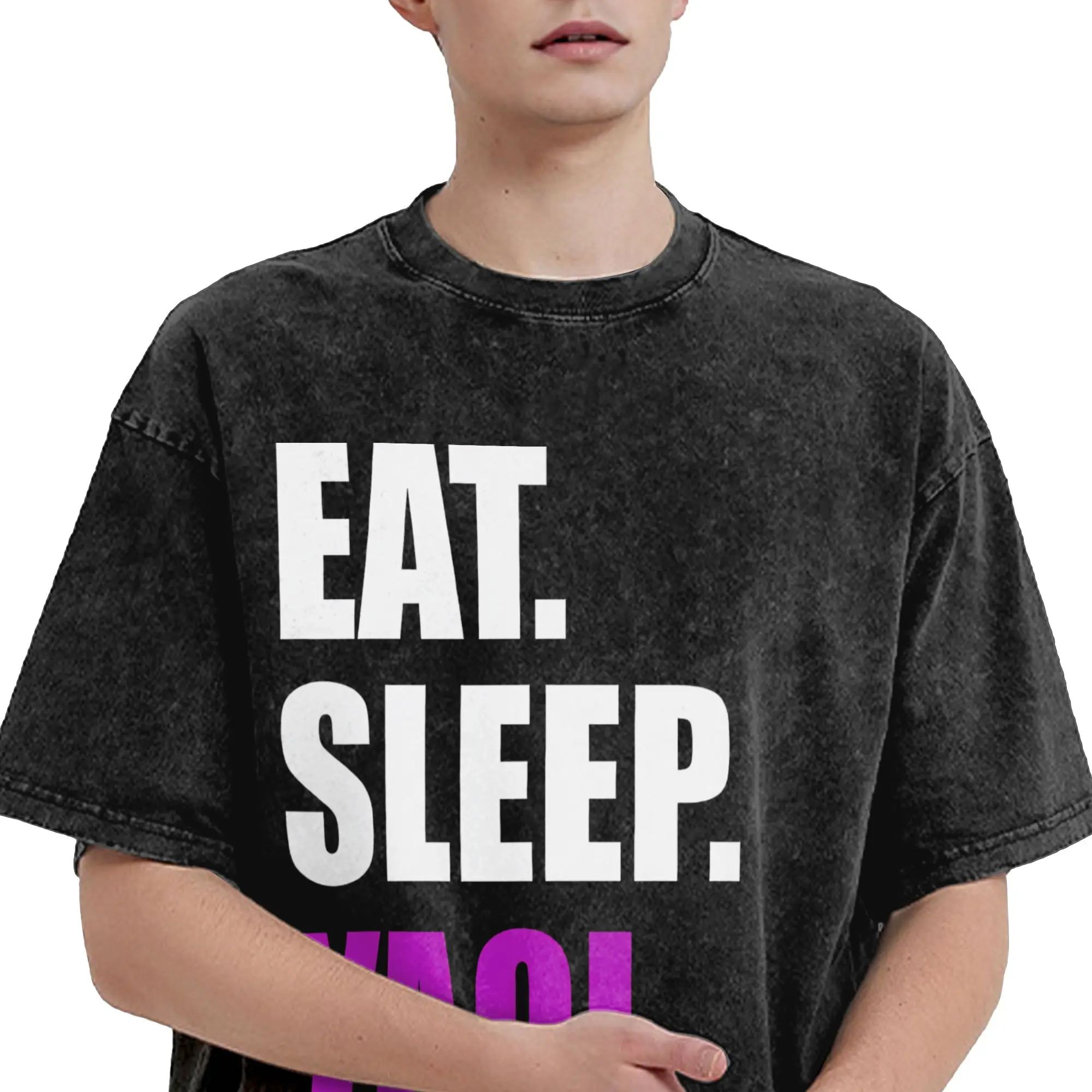 Eat Sleep Yaoi Repeat T-Shirts Men  Funny 100% Cotton Tee Shirt Crew Neck Short Sleeve T Shirt Printed Clothing