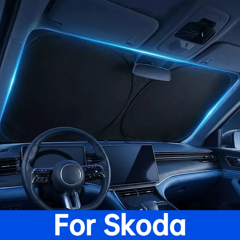 For Skoda Octavia Kodiaq Karoq Front Windshield Sunshade Anti-UV Heat Insulation Foldable Car Interior Accessories