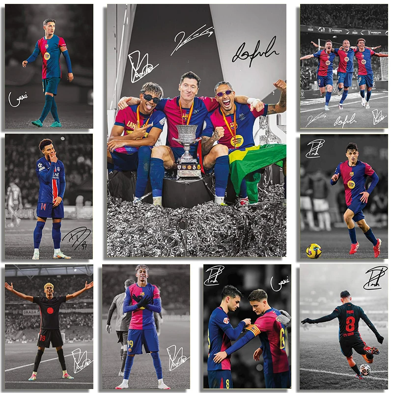 الحديثة شعبية كرة القدم المشاهير رياضي صورة ملصق فني قماش الطباعة جدار صورة فنية غرفة نوم هدية تزيين المنزل