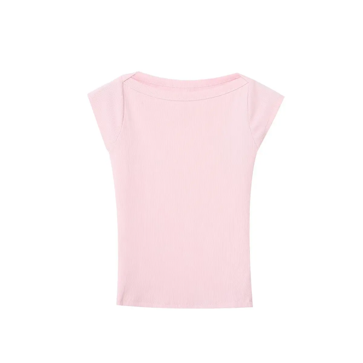 

ZBZA Spring New Women's Faion Design Basic Sle Top Casual Slim Fit ort Sve round Ne Polyester Fiber Regular Length