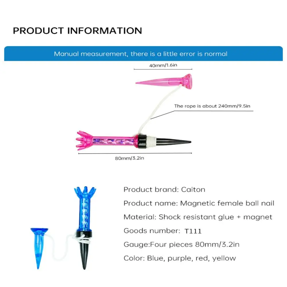 Caiton 골프 티 세트, 고정 높이, PP 고무 소재, 내구성 및 유연성, 골프 스포츠용, 4 개 세트-80mm, 3.2 인치