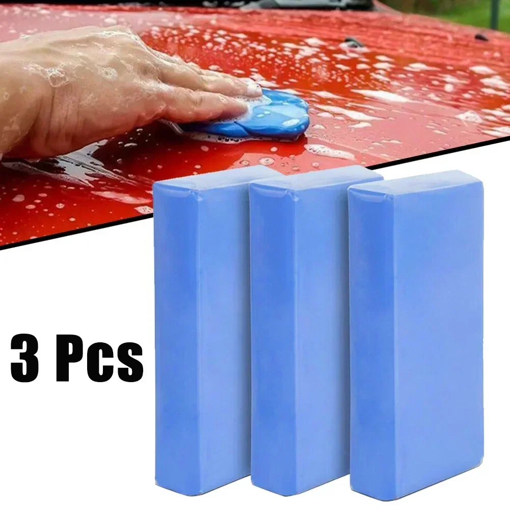 

3pcs Car Clay Cleaning Bar Detailing Waxing Polish Treatment Fine Grade Reusable Wash Mud Fit Auto Glass Stains Rust Oil