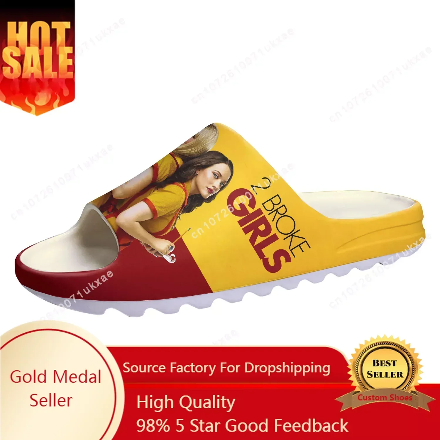 2 Broke Girls Soft Sole Sllipers Home Clogs Customized Step on Water Shoes Mens Womens Teenager Step in Sandals