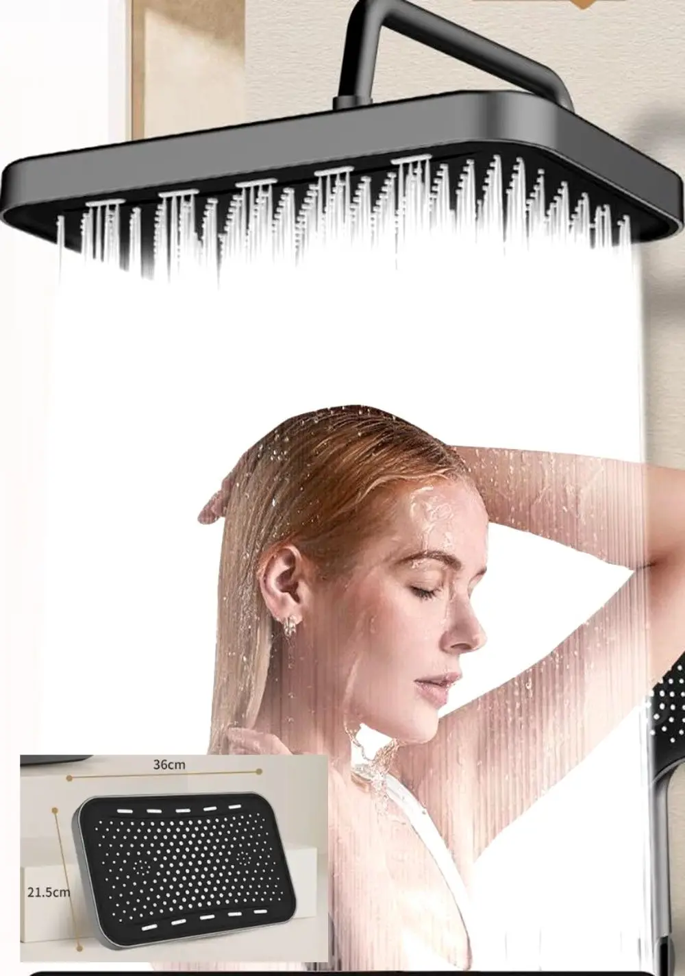 New 14 Inch High Pressure Top Spray Rain Shower Head Larger Flow Supercharge Rainfall Showerhead 360° Swivel Water Saving Set