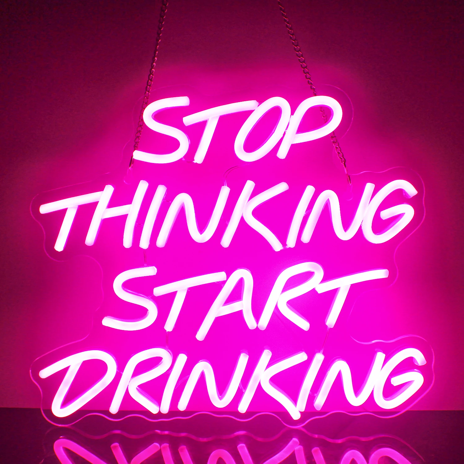 Stop Thinking Start Drinking LED Neon Sigh Letter Bar USB Room Decor For Shop Home Bars Bedroom Festa Party Wall Lamp Ornaments