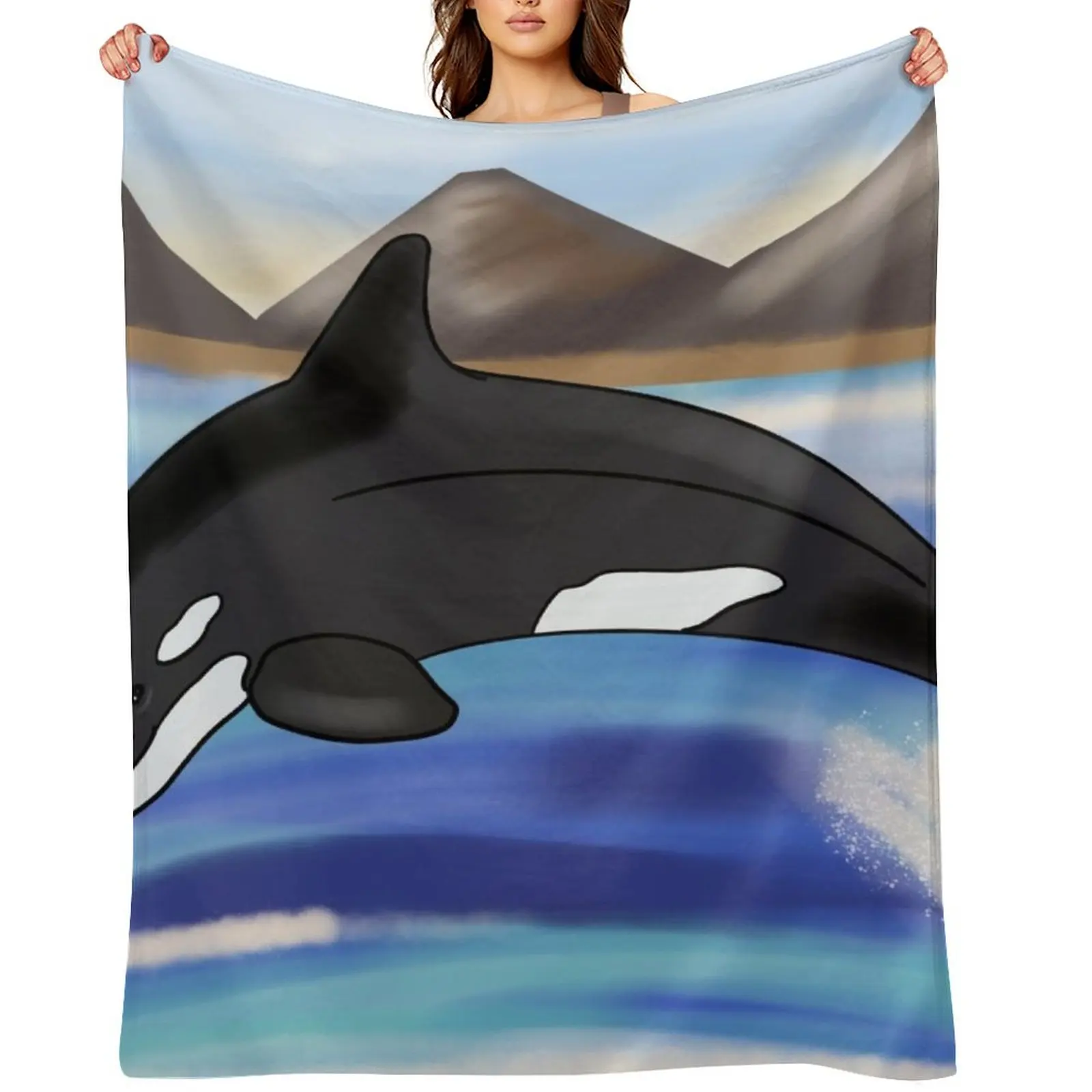

Orca Ocean - Digital Print Throw Blanket heavy to sleep Decorative Throw Vintage For Decorative Sofa Blankets