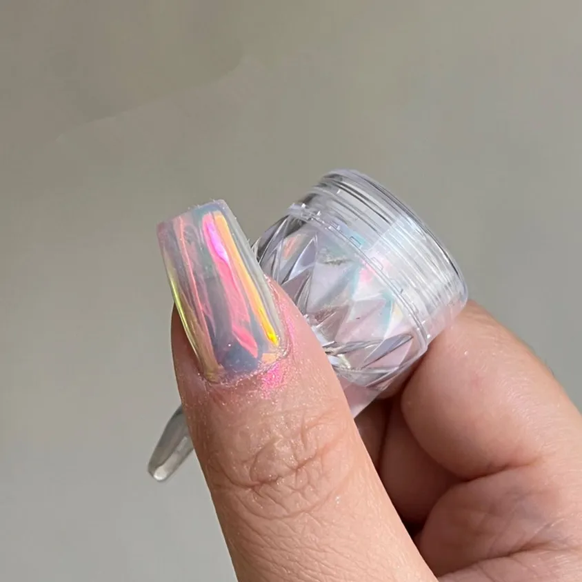 Moonlight Mirror Nails Powder Pearl White Nails Glitter Aurora Shining Pigment Chrome Dust Nail Art Supplies Decoration