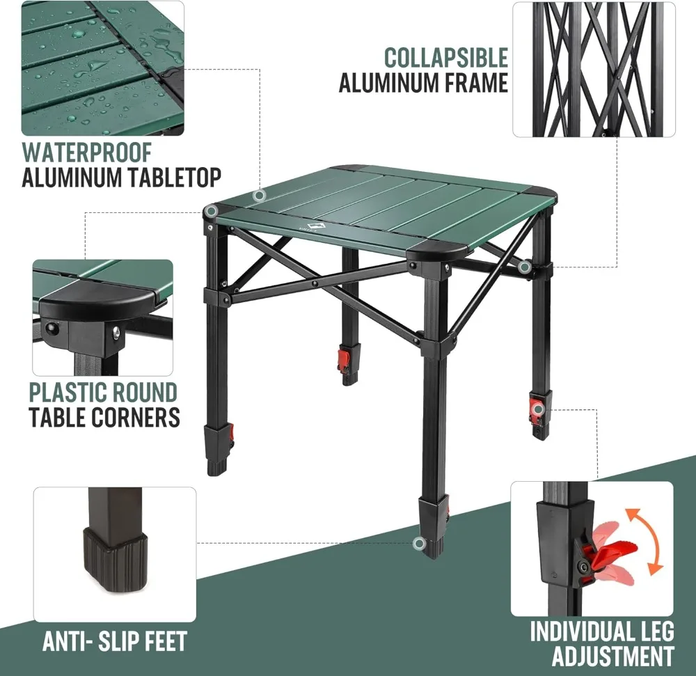 Leichter klappbarer Campingtisch aus Aluminium mit verstellbarer Höhe und Tragetasche für Outdoor-Aktivitäten