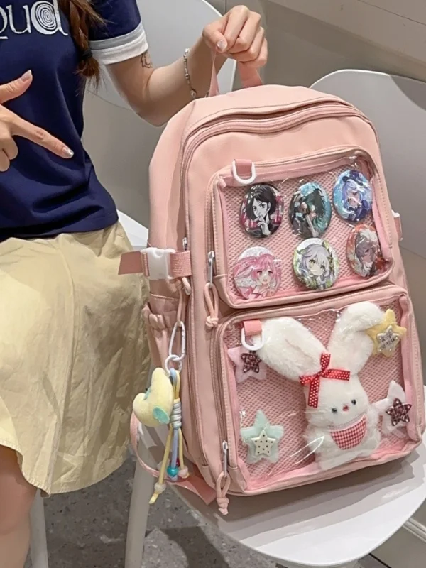 Japanische Sle Large Capaci Bapa Casual Simple Leisure Doppelte Schultertasche für Mädchen Schule Reisen Leicht Wasserdicht