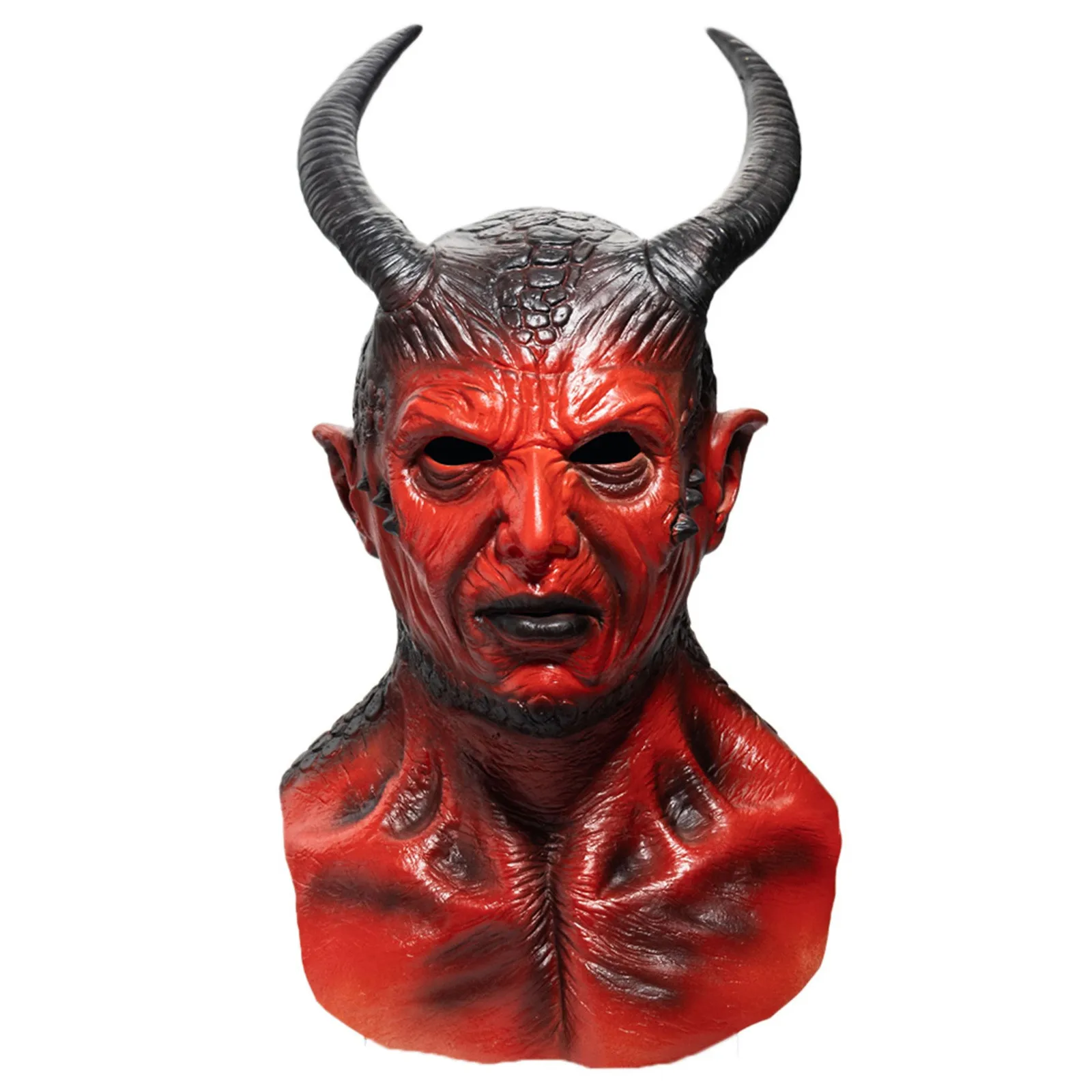 Scary Halloween Mask Demon Latex Mask Devil Realistic Mask for Adult Horror Devil Horn Prank Spooky Present Halloween Gift