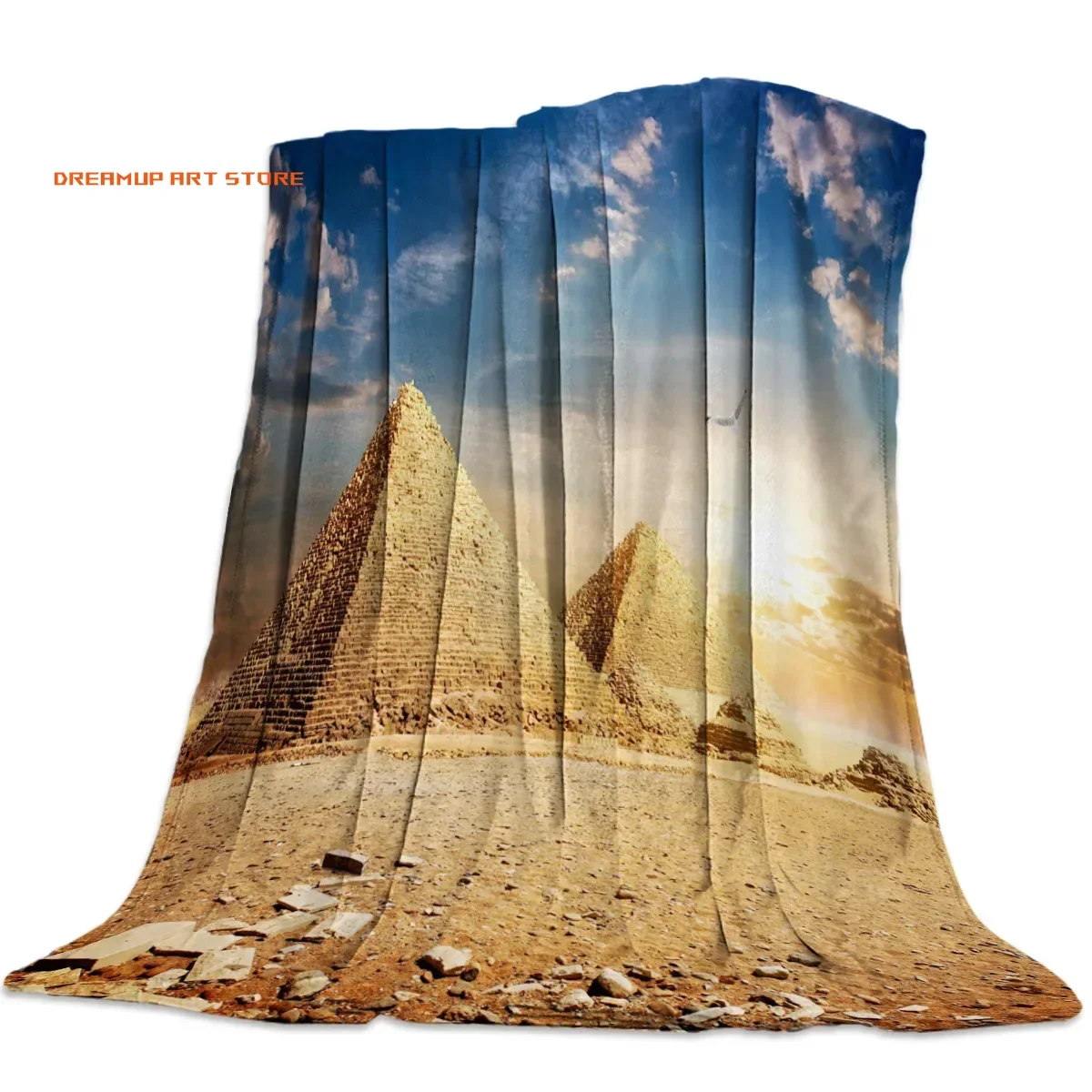 2026 Soft Warm Coral Fleece Blanket Egyptian Pyramids Winter Sheet Bedspread Sofa Throw Light Thin Flannel Blankets Queen King S