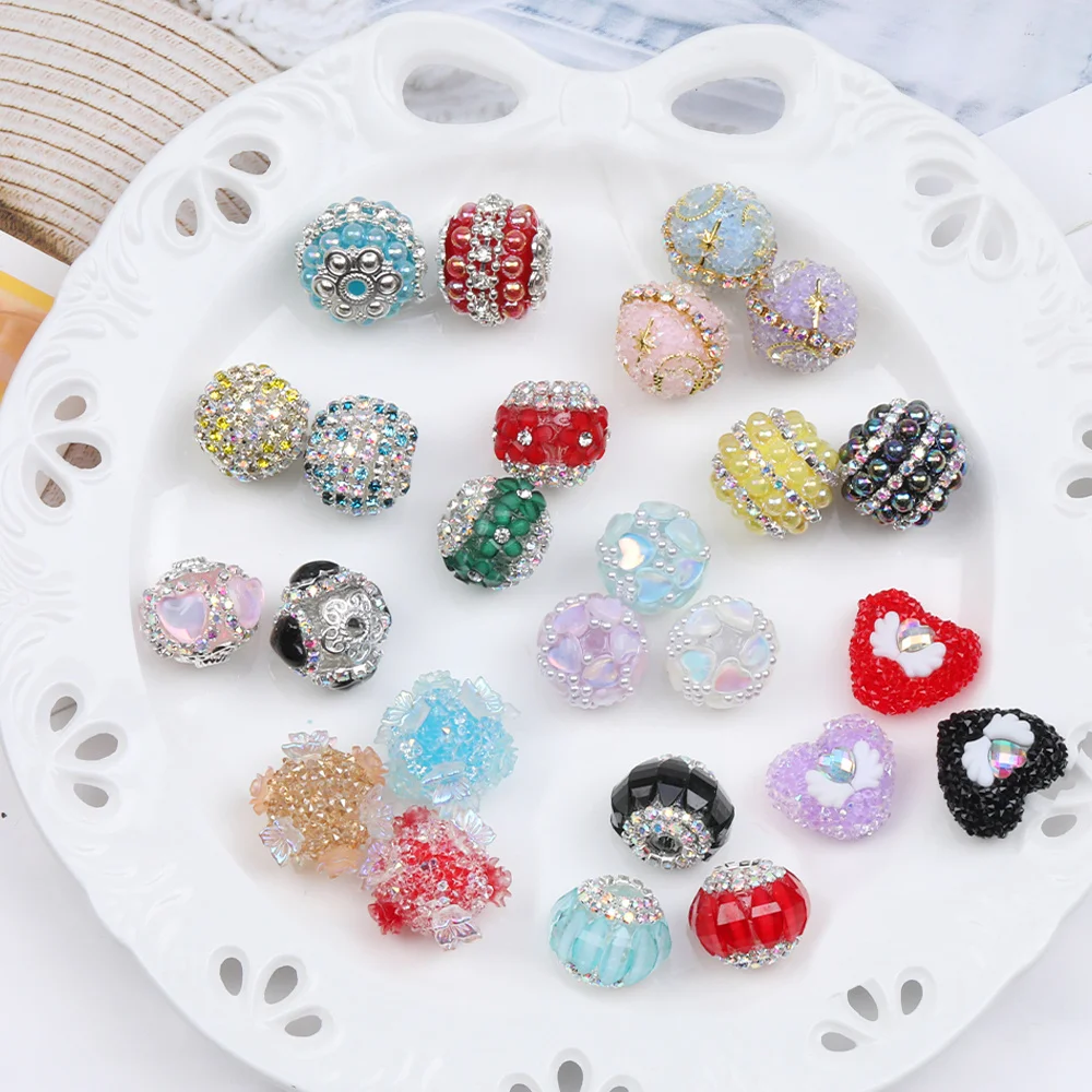 Cordial Design 50Pcs Fancy Bead/Hand Made/Rhinestone Effect/DIY Acrylic Beads Making/Round Shape/Jewelry Findings & Components