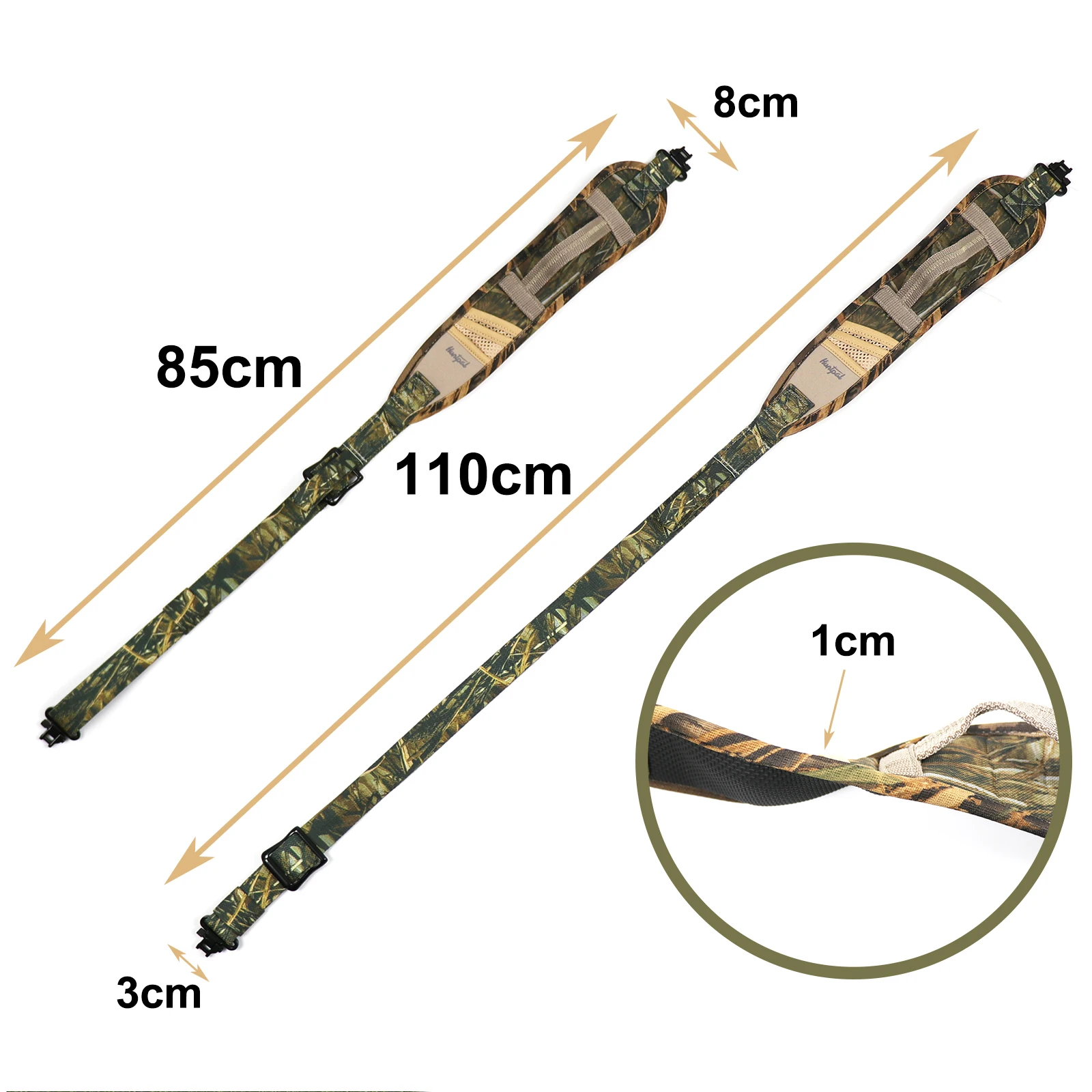 Taktischer 2-Punkt-Waffenriemen, Tarn-Schultergurt mit Tasche und Griff, verstellbarer Neopren-Gewehrriemen für die Jagd im Freien