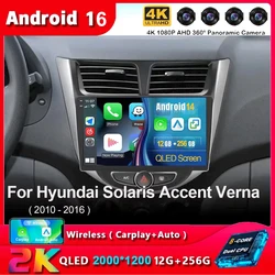 Android16 Carplay Auto For Hyundai Solaris Verna Accent 1 2010 2011 2012 2013 -2016 Multimedia Car Radio Player DSP Stereo 2 Din