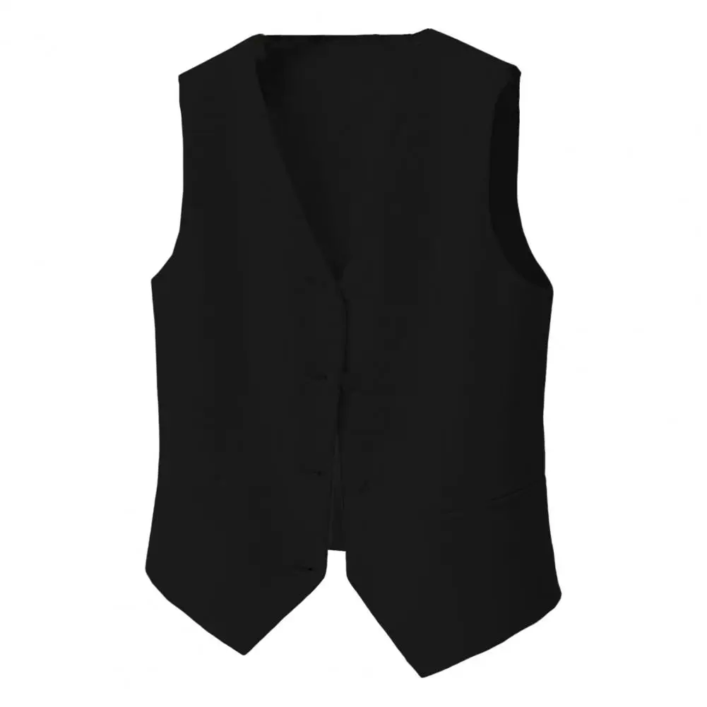 Single-breasted Women Vest Elegant Sleeveless V Neck Women's Vest for Formal Business Style Retro Office or Wedding Banquet Slim