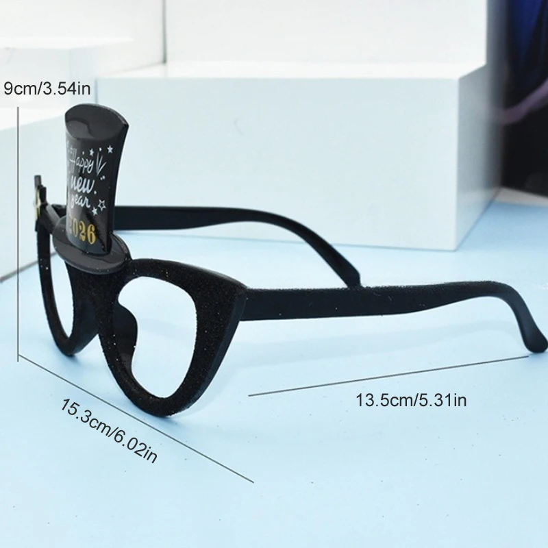 1/3 قطعة 2026 سنة جديدة سعيدة عدد النظارات الماس بريق النظارات الشمسية تأثيري الدعامة عيد الميلاد الطرف الديكور مضحك وهج نظارات