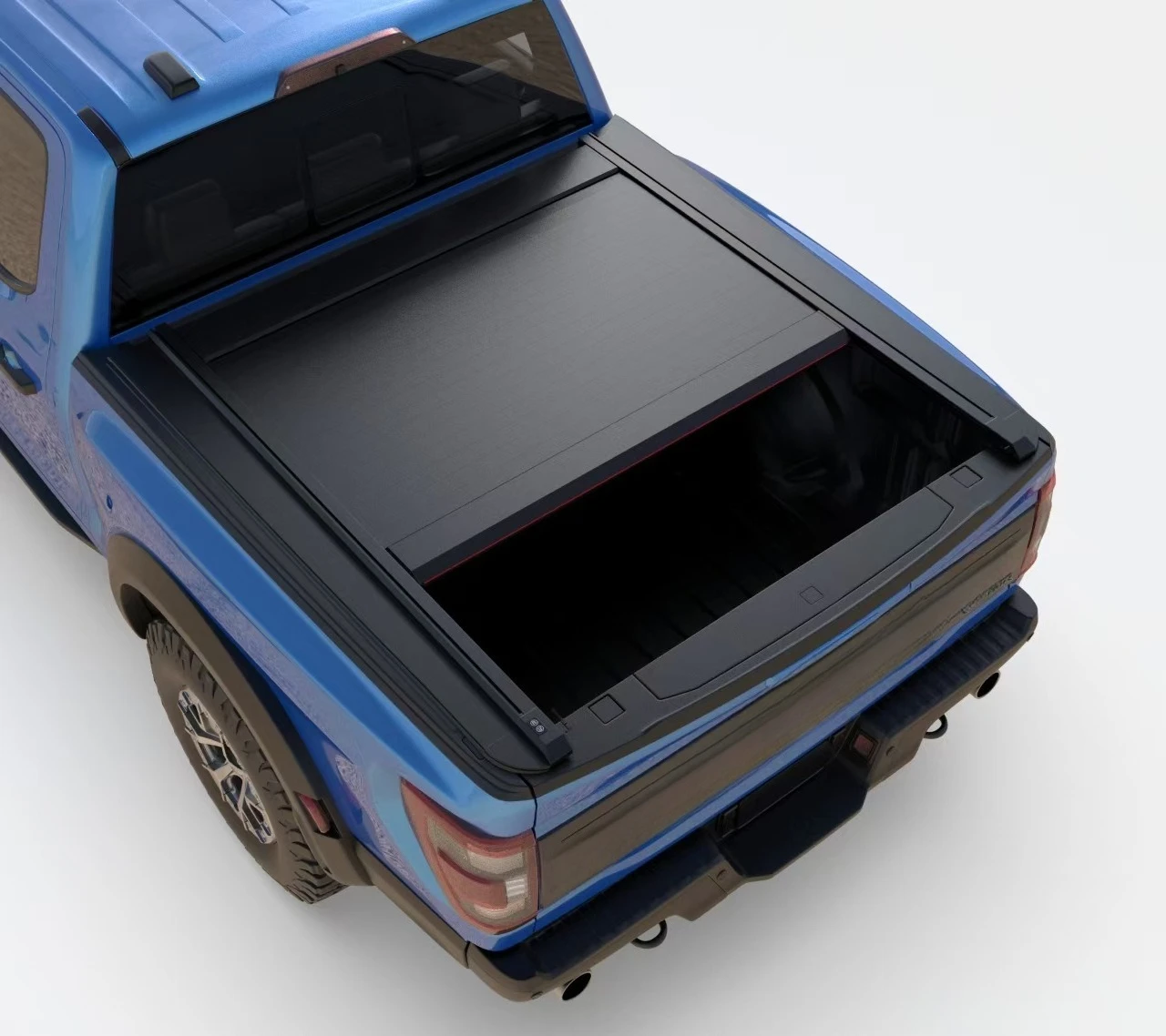 Truck Retractable Tonneau Cover For F150 Raptor,Hard Tri-Fold Electric RollUp Bed Cover for Ford F150 RANGER,Tailgate Compatible view 4