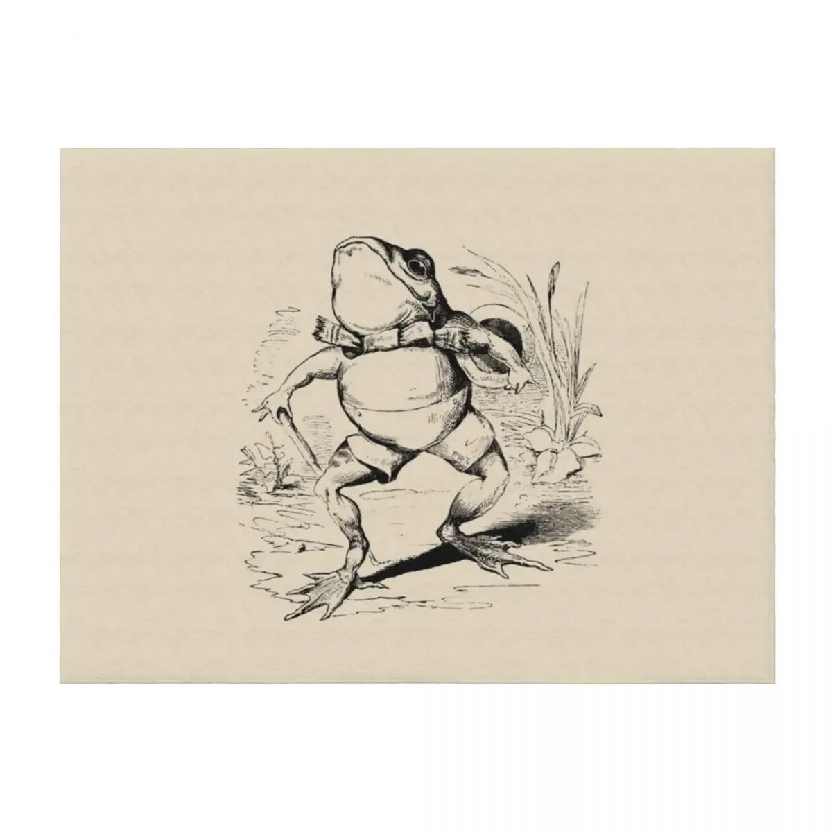 

Cottagecore Frog Gentleman With Bowtie - Vintage Aesthetic Toad - Polite Fantasy Froggy to Party - Meadowcore Old Throw Blanket