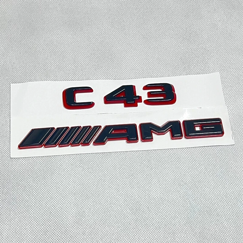 

2pcs Black RED Number Letters Rear Trunk Badge Emblem for Mercedes Benz C43 AMG