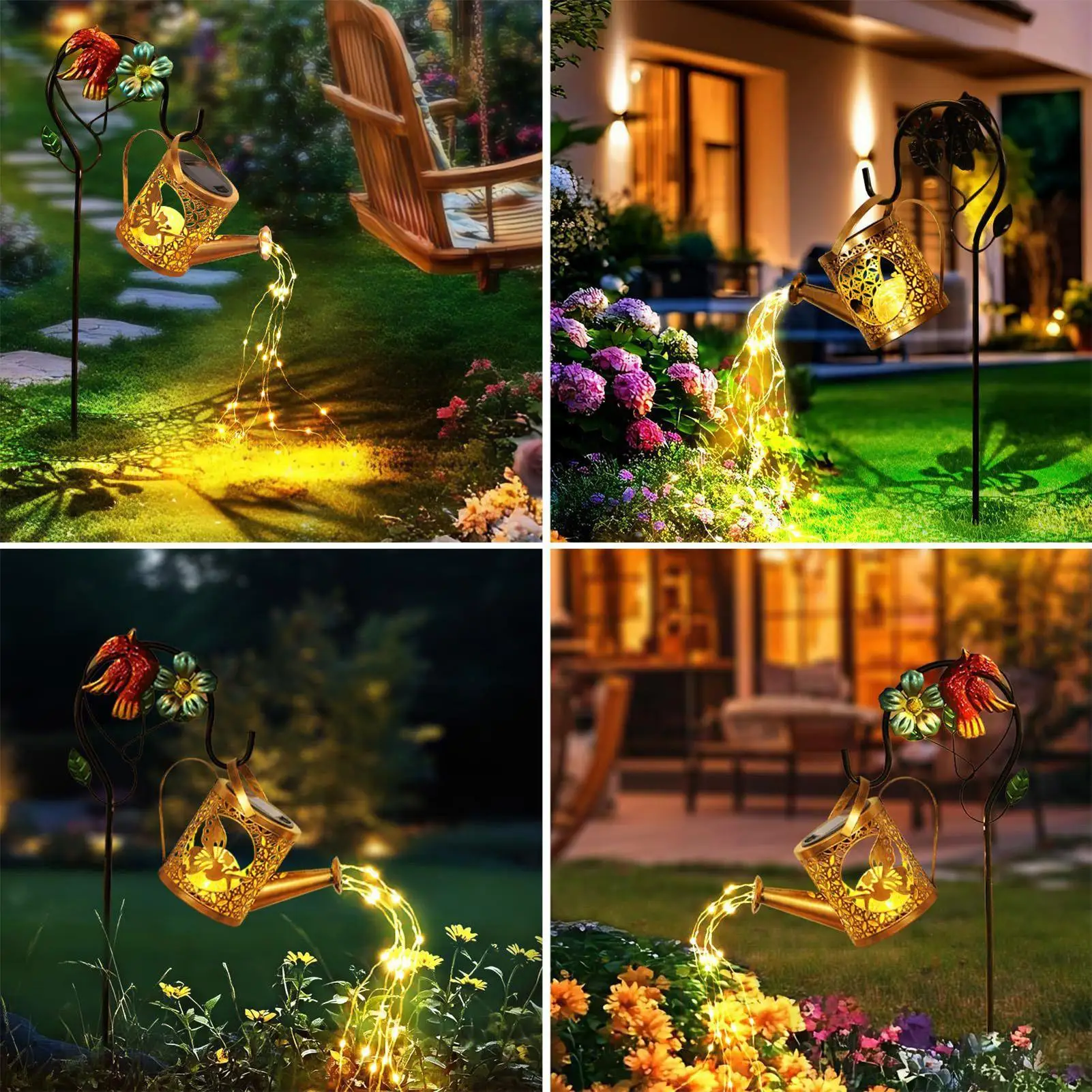 Solar Pathway Lights Watering Can Solar Lights Outdoor Garden Decorations Metal Lamp With Bracket Path Decoration For Courtyard