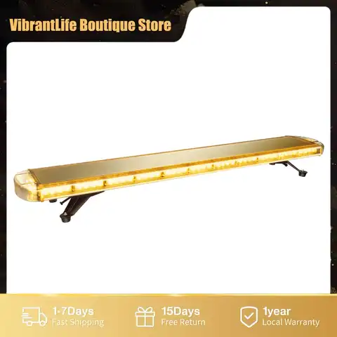 High-Visibility 96LED 360° Safety Strobe Light Bar, 16 Flash Modes+Remote Control, IP65 Waterproof, Yellow Emergency Warning