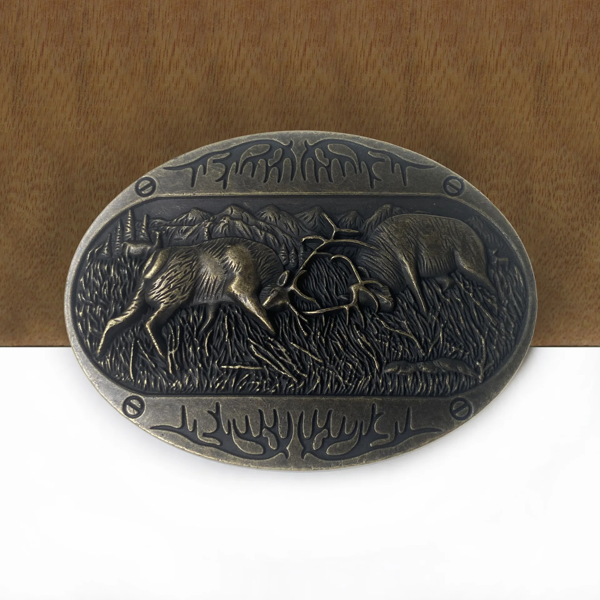 Reindeer Belt Buckle Buck Fighting 4cm Width