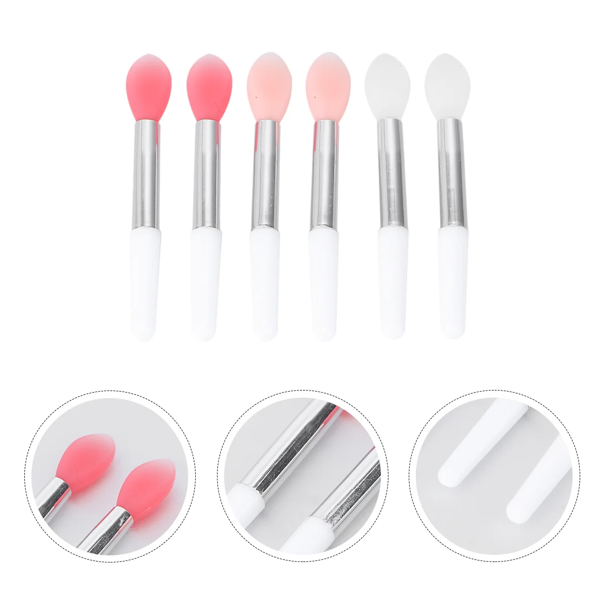 Multifuncional Silicone Lip Maquiagem Ferramenta, portátil única cabeça, translúcido e carne, melancia, 6pcs