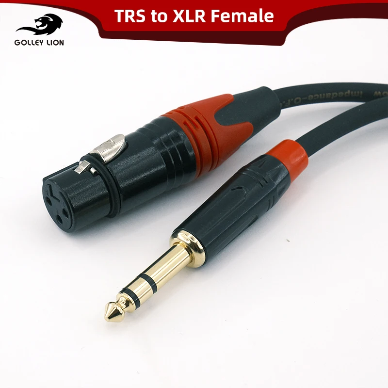 Cable GOLLEY LION de 6.35mm TRS a XLR Hembra |   Cable de Audio Balanceado Chapado en Oro para Estudio de Grabación, Sonido en Vivo, Cine en Casa