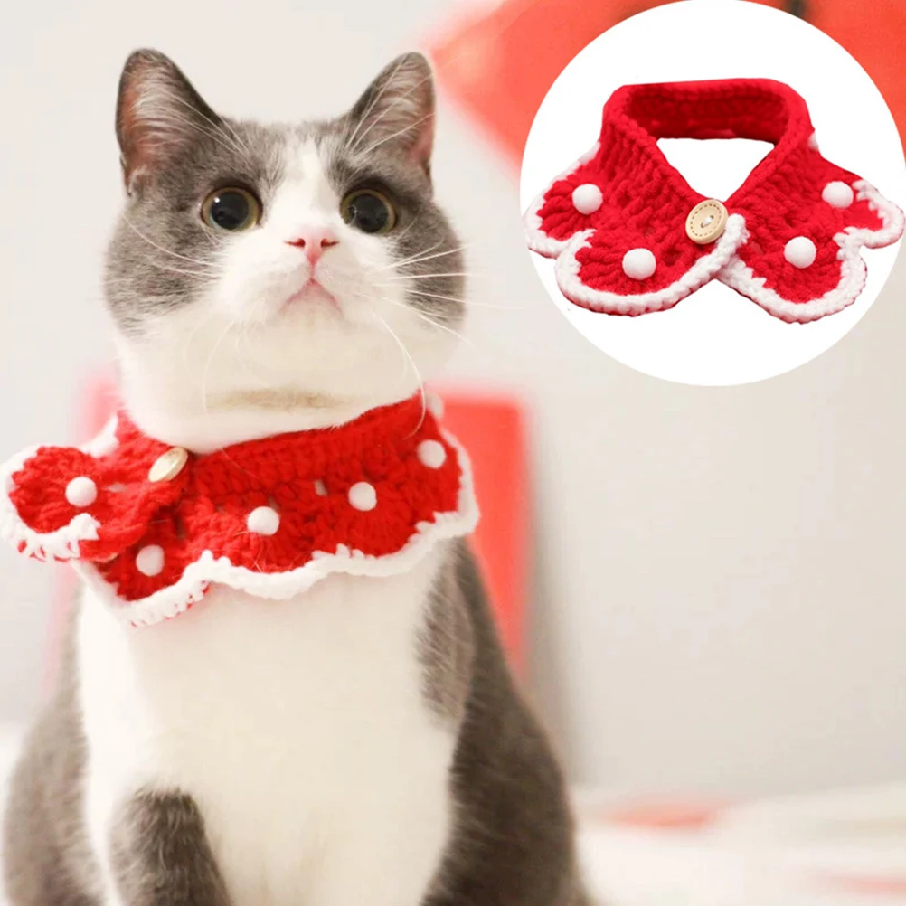 

Pet Scarf Cat Saliva Towel Knitted Christmas Collar Red Easy Wear Stylish Perfect Photos Parties Gifts Accessories Pet Supplies