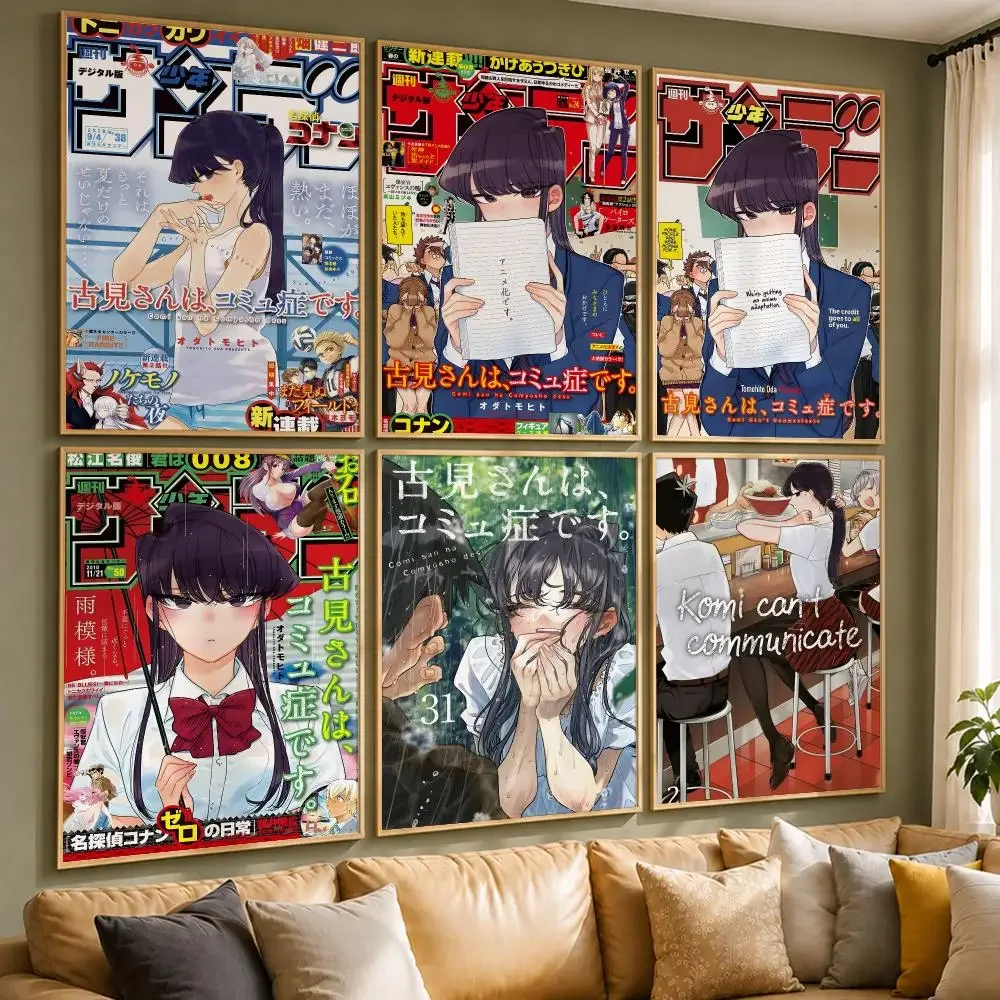 Popular Anime K-Komi Can't CommunicateS Poster Vintage Retro Anime Poster Stickers Peel and Stick Wall Art Home Decor