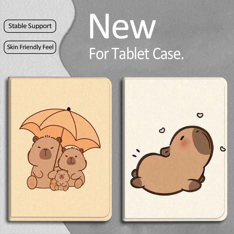 

Cute Capybara Flower Beautiful For Apple iPad Pro Air 13 2 7th 6th 2025 M2 M3 M4 M512.9 13 inch Foldable Tablet Case Gift