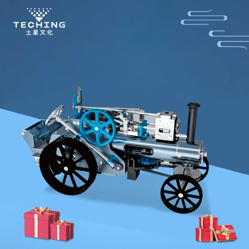 DIY Electric Steam Car Engine Model Simulation Metal Mechanical Art Assembly Toy Gift